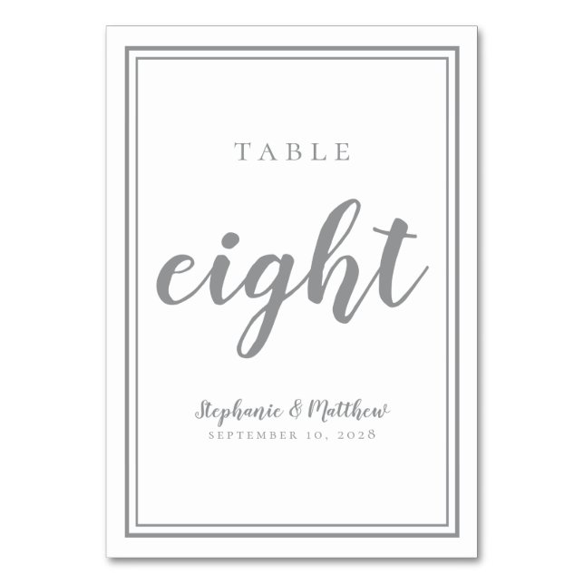 Wedding Table Number Eight Simple | Ultimate Gray (Front)