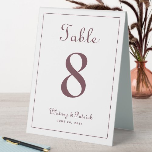 Wedding Table Number Elegant Burgundy Classic Tabl Table Tent Sign