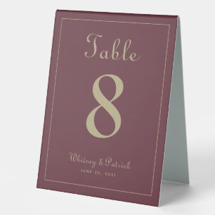Wedding Table Number Elegant Burgundy Gold Dinner Tent