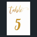 Wedding Table Number Gold Calligraphy<br><div class="desc">This design was created though digital art. It may be personalized in the area provided by changing the photo and/or text. Or it can be customized by choosing the click to customize further option and delete or change the color the background, add text, change the text color or style, or...</div>