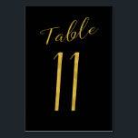 Wedding table number gold glitter black elegant<br><div class="desc">Faux gold foil formal calligraphy script wedding reception table card. The black background color is editable. You can change it after pushing CUSTOMIZE button.
You can find the whole range of numbers (1 - 50) here: http://bit.ly/2sLMaFh 
If you need help,  please contact me through the store bellow.</div>
