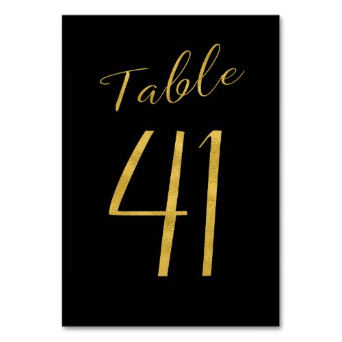 Wedding table number gold glitter black elegant