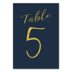 Wedding table number gold glitter navy elegant
