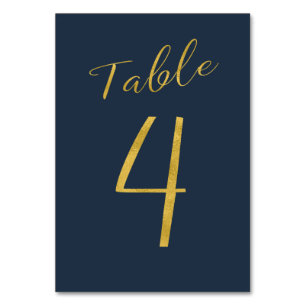 Wedding table number gold glitter navy elegant