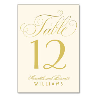 Wedding Table Number | Gold Script Monogram Card