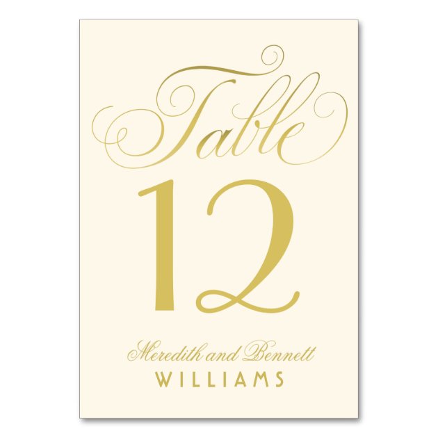Wedding Table Number | Gold Script Monogram Card