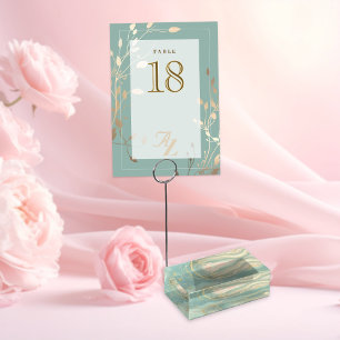 Wedding Table Number Holder   Sage Green & Gold