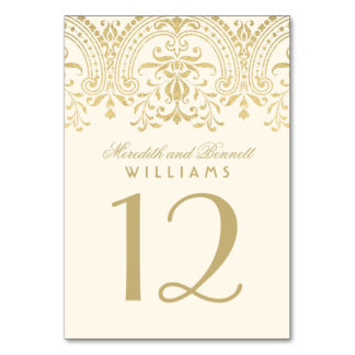 Wedding Table Number | Ivory and Gold Colored Card
