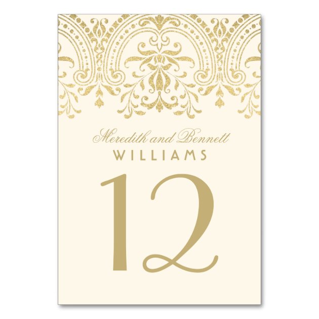 Wedding Table Number | Ivory And Gold Colored Card