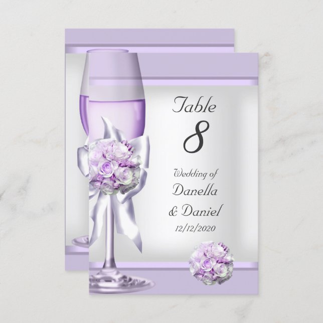Wedding Table Number Lavender Purple Lilac 3 (Front/Back)