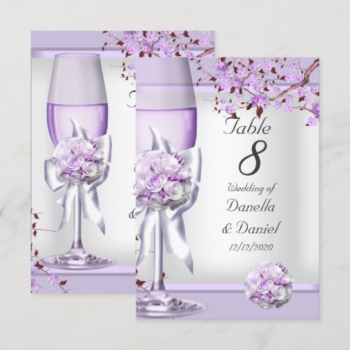 Wedding Table Number Lavender Purple Lilac 4 Custom Invitation