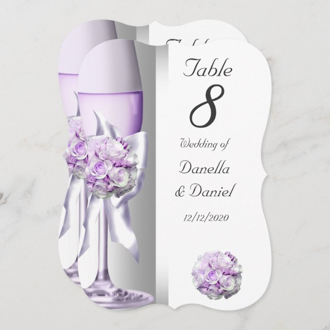 Wedding Table Number Lavender Purple Lilac Bracket (Front/Back)