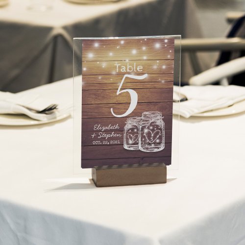 Wedding Table Number  Menu Mason Jar String Light