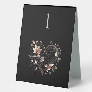 Wedding Table Number-Modern Rose Gold Flowers  Table Tent