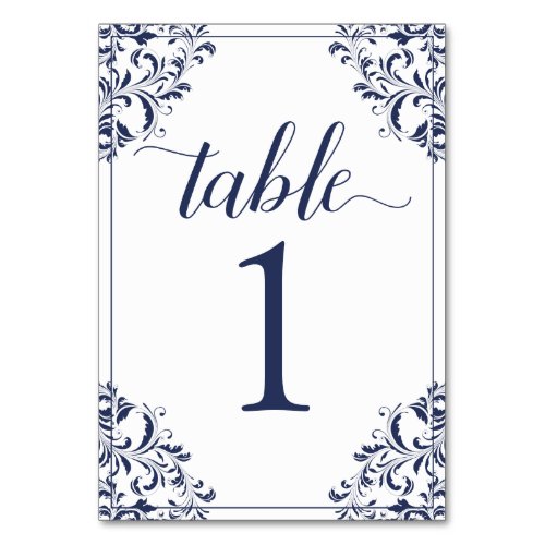 Wedding Table Number  Nadine Navy 1