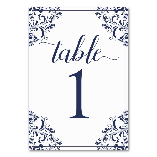 Wedding Table Number | Nadine (Navy) 1 (Front)