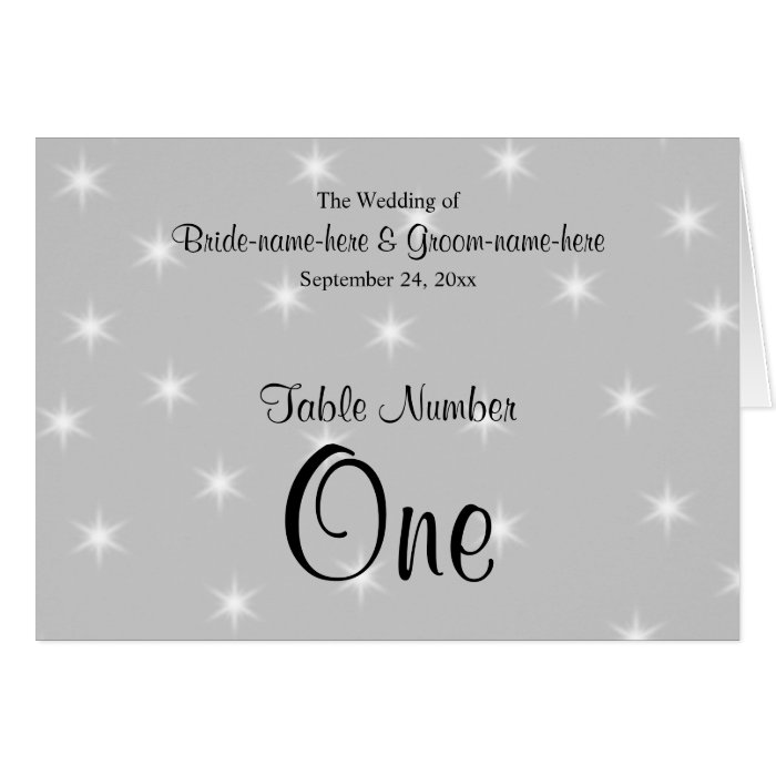 Wedding Table Number, Pale Gray with White Stars. Cards