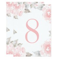 Wedding Table Number | Pink Watercolor Roses
