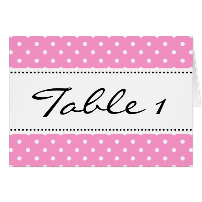 Wedding table number place cards with pink pattern (Front Horizontal)