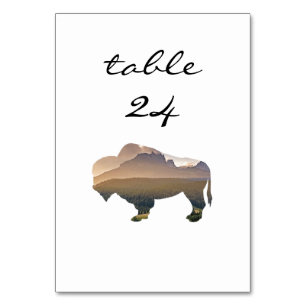 Wedding Table Number Rustic Western Bison