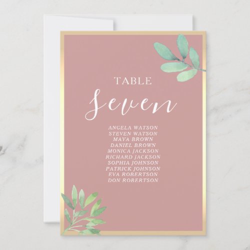Wedding Table Number Seating Chart