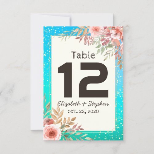 Wedding Table Number Seating Place Floral Tea Gold