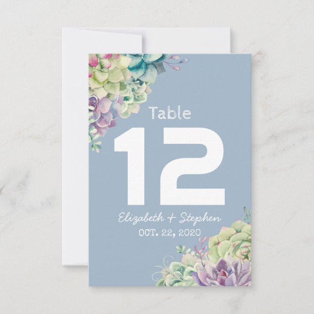 Wedding Table Number Seating Place Succulent Plant (Front)