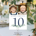 Wedding Table Number Sign Couple Photos<br><div class="desc">Include various photos of the bride and groom for entertaining table signs for wedding guests. Fun to have similar age photos through the years on the same sign and different photos on each table as guests mingle. Printed on both sides for two-sided viewing. The navy blue text color can be...</div>