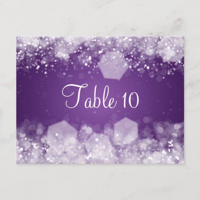 Wedding Table Number Sparkling Night Purple (Front)
