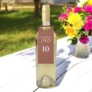 Wedding Table Number Terracotta Brown Bottle Hanger Tag
