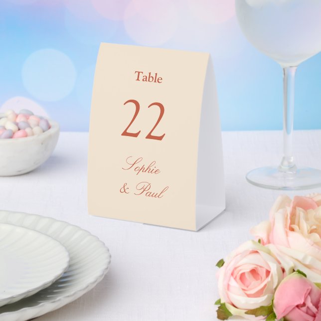 Wedding Table Number Terracotta Script Paper Table Tent (Insitu(Wedding))