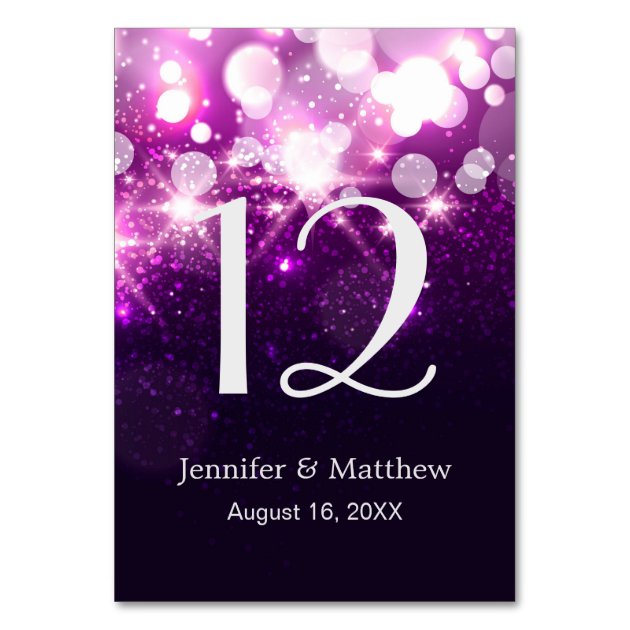 Wedding Table Number Trendy Purple Glitter Sparkle