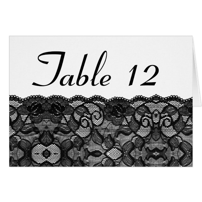 Wedding Table Number Vintage Black Lace (Front Horizontal)