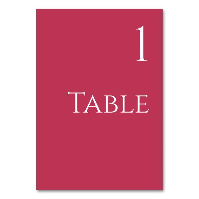 Wedding Table Number-Viva Magenta and White Table Number (Front)