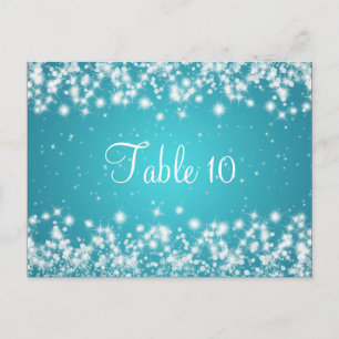 Wedding Table Number Winter Sparkle Blue