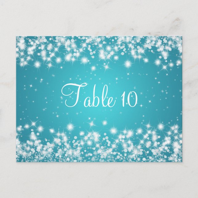 Wedding Table Number Winter Sparkle Blue (Front)