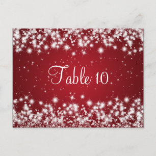 Wedding Table Number Winter Sparkle Red