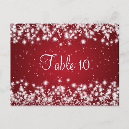 Wedding Table Number Winter Sparkle Red