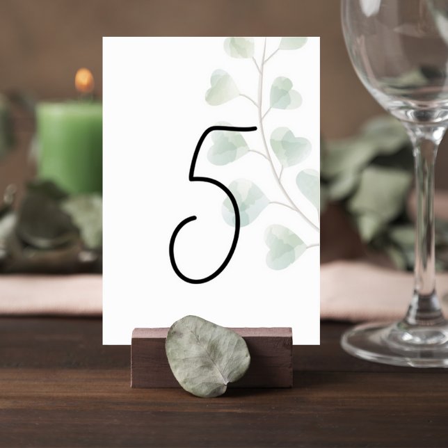 Wedding Table Number with Eucalyptus Leaves (Creator Uploaded)