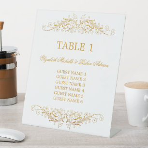 Wedding Table Number with Guest List Pedestal Sign