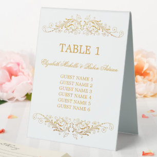 Wedding Table Number with Guest List Table Tent