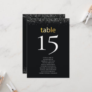 Wedding Table Numbers Black design with Glitter