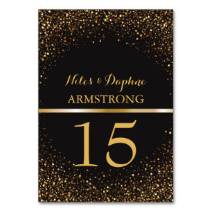 Wedding Table Numbers Black Elegant Gold Glitter
