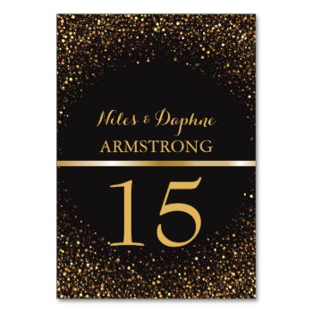 Wedding Table Numbers | Black Elegant Gold Glitter by angela65 at Zazzle