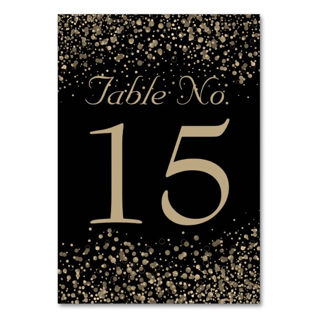 Wedding Table Numbers | Champagne Gold Confetti (Front)