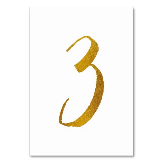 Wedding Table Numbers (Faux Gold Foil)  3 (Front)