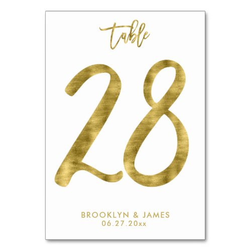 Wedding Table Numbers Gold Foil Effect Number 28