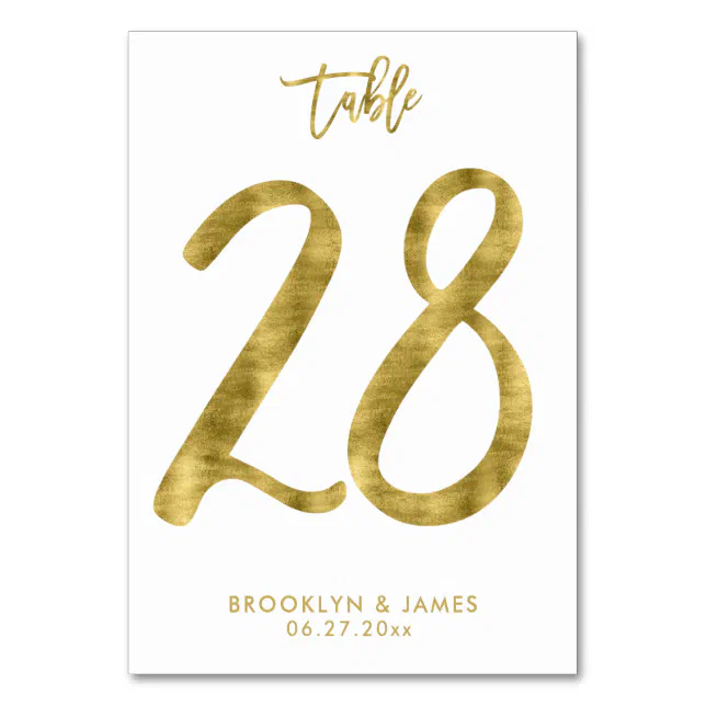 Wedding Table Numbers Gold Foil Effect Number 28 | Zazzle