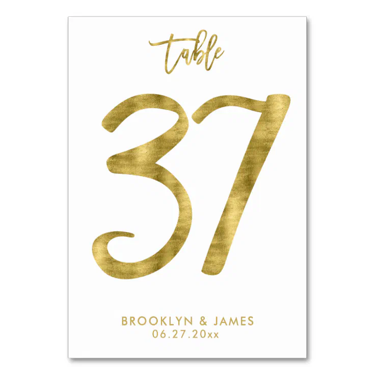 Wedding Table Numbers Gold Foil Effect Number 37 | Zazzle