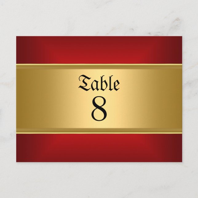 Wedding table Numbers Gold Red (Front)